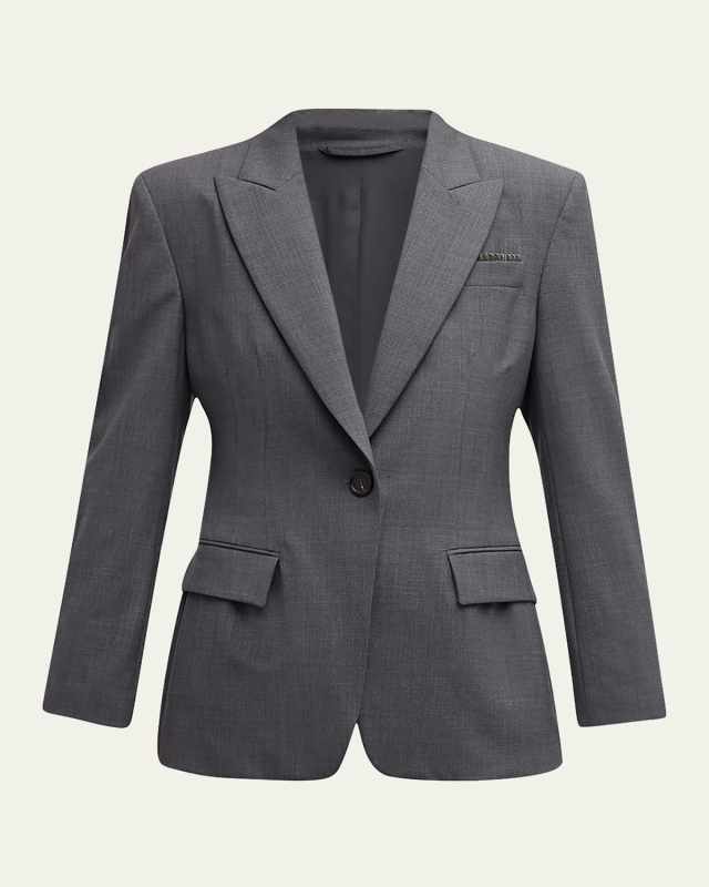 Monili-Tube Tropical Wool Single-Breasted Blazer